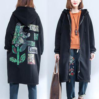 Printed Long Hooded Zip Jacket