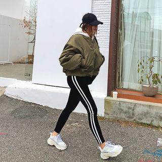 Fleece-lined Boxy Bomber Jacket