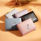 Embroidered Crane Faux Leather Wallet