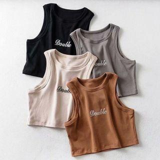 Lettering Print Cropped Sports Tank Top