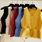 V-neck Drawstring-waist Knit Vest