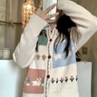 Color Block Print Cardigan Almond - One Size