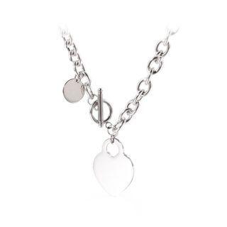 Simple And Fashion Heart-shaped 316l Stainless Steel Necklace Silver - One Size