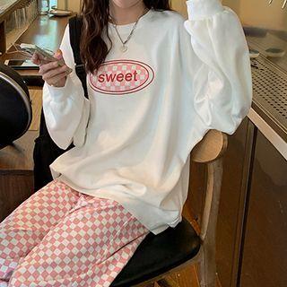 Lettering Print Round Neck Sweatshirt