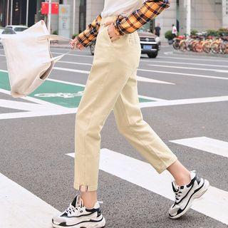 Plain Straight Cropped Pants