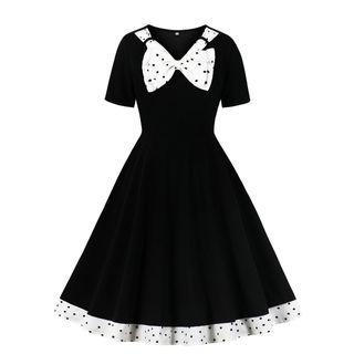 Bow-accent Short-sleeve Midi Dress
