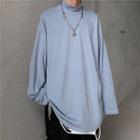 Turtleneck Plain Loose-fit T-shirt
