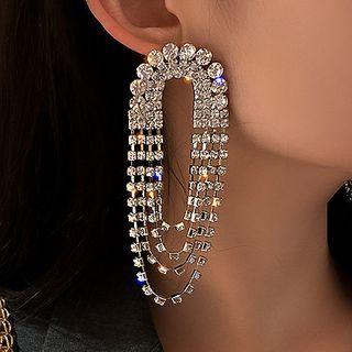 Rhinestone Layered Loop Dangle Earring 1 Pair - Rhinestone Layered Loop Dangle Earring - Silver - One Size