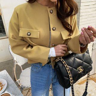 Metallic-button Crop Jacket