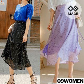 Plus Size Deep-slit Patterned Long Wrap Skirt