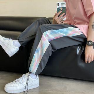 Drawstring Tie-dyed Panel Sweatpants