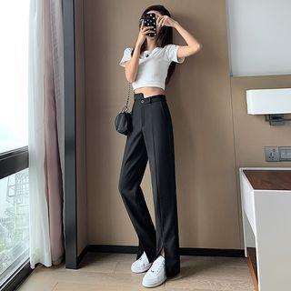 Front-slit Straight Leg Pants (various Designs)