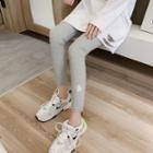 Embroidered Leggings Light Gray - One Size