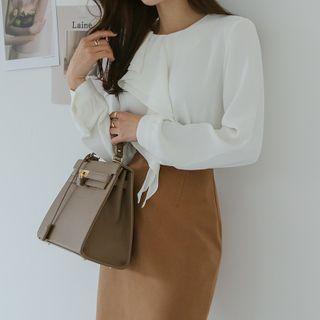 Round-neck Layered-ruffled Blouse