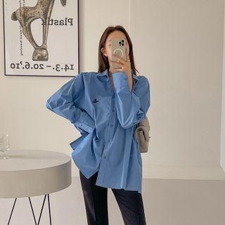 Slit-hem Embroidered Oversize Shirt