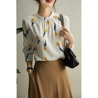 Long-sleeve Tulip Print Blouse