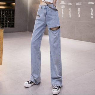 Zip Wide Leg Jeans