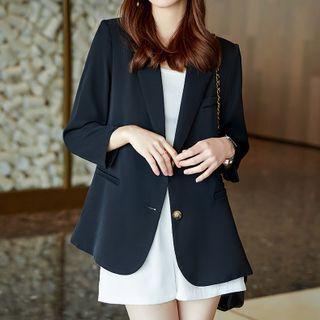Plain Blazer / Straight Leg Dress Pants / Dress Shorts / Set