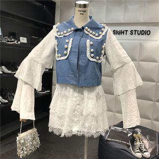 Tiered-sleeve Faux Pearl Jacket