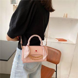 Chain Detail Letter Embroidered Crossbody Bag