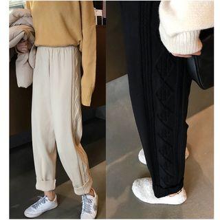 Cropped Cable-knit Straight Cut Pants