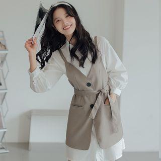 Set: Plain Shirt Dress + Spaghetti Strap Dress