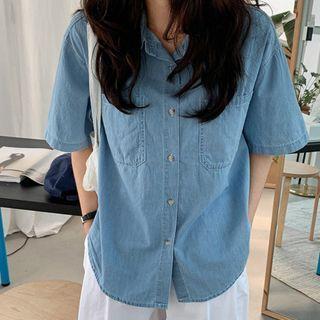 Short-sleeve Summer Denim Shirt One Size