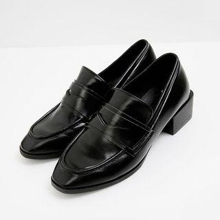 Block-heel Penny Loafers