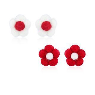 Flower Pom Pom Dangle Earring