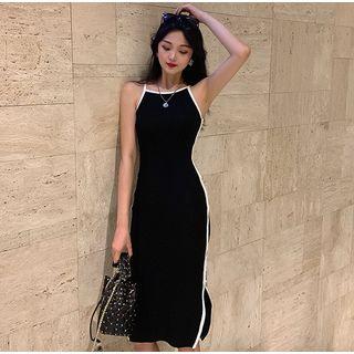 Contrast Trim Strappy Midi Dress Black - One Size