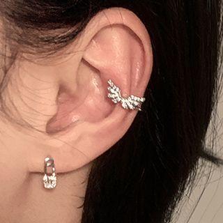 Wings Rhinestone Asymmetrical Alloy Cuff Earring 1 Pair - Silver - One Size