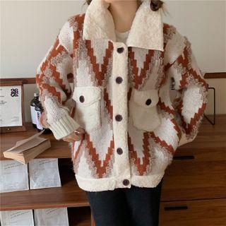 Argyle Cardigan Brown & White - One Size