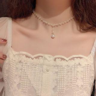 Faux Pearl Pendant Choker Faux Pearl - White - One Size