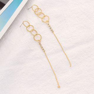 Circle Linked Rhinestone Accent Threader Earring As Shown In Figure - One Size
