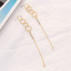 Circle Linked Rhinestone Accent Threader Earring As Shown In Figure - One Size