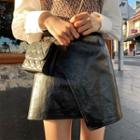 Irregular Faux-leather Skirt
