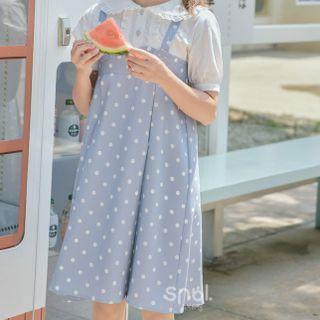 Short-sleeve Blouse / Sleeveless Dotted Dress