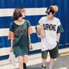 Couple Matching Distressed Color-block T-shirt