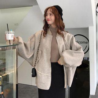 Plain Long-sleeve Loose-fit Coat