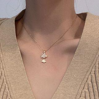 Goldfish Faux Crystal Pendant Stainless Steel Necklace X405 - Gold - One Size