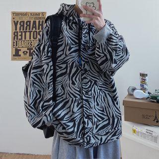 Couple Matching Zebra Print Hooded Jacket