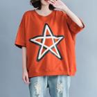 Star Print Elbow-sleeve T-shirt