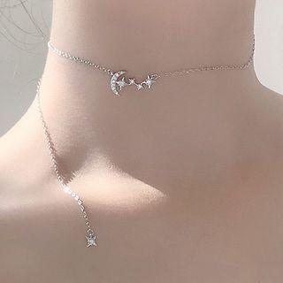Moon Sterling Silver Necklace Silver - One Size