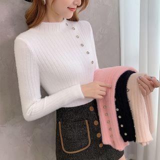 Button-up Ribbed Knit Top