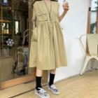 Sleeveless A-line Midi Cargo Dress Khaki - One Size