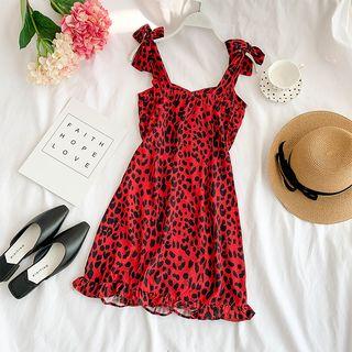 Sleeveless Leopard Print Mini A-line Dress