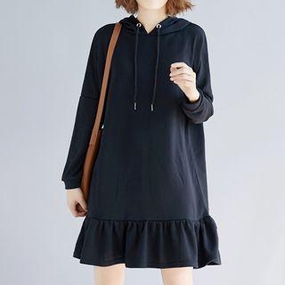 Ruffle Hem Mini Hoodie Dress