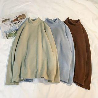 Mock-turtleneck Fleece-lined Pullover