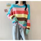 Striped Sweater 1844 - Stripes - Pink & Blue & Red & Yellow - One Size