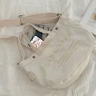 Letter Embroidered Crossbody Bag Off-white - One Size